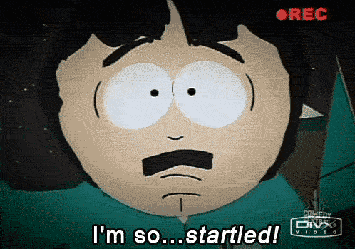 Cartoon character with wide startled eyes captioned I'm so startled