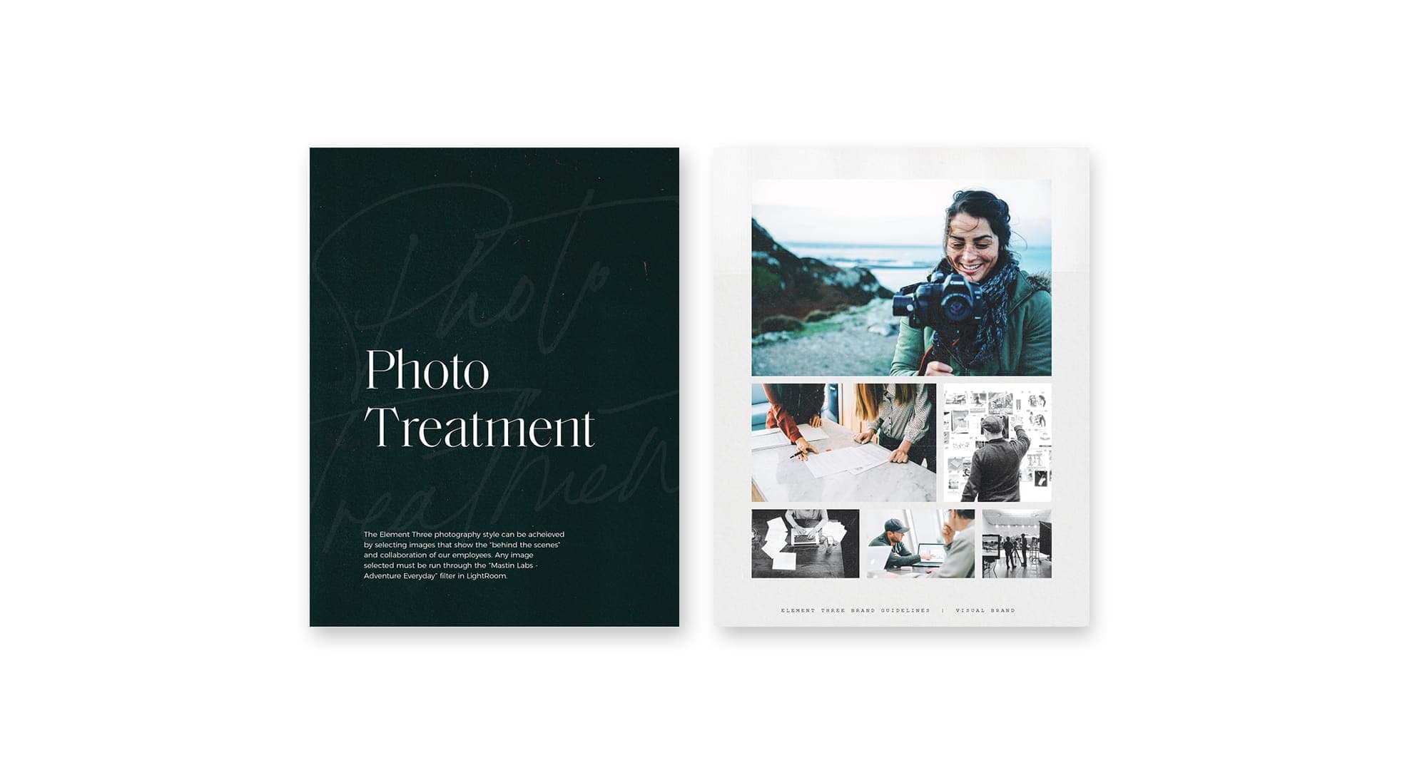 Brand guidelines page showing photography treatment and image selection