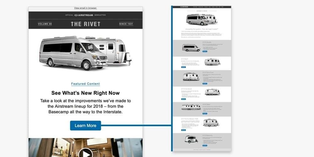 Airstream newsletter redesign features and layout examples