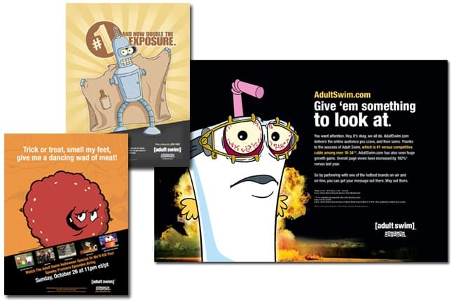 Adult Swim and Beastie Boys promotional advertisement collage