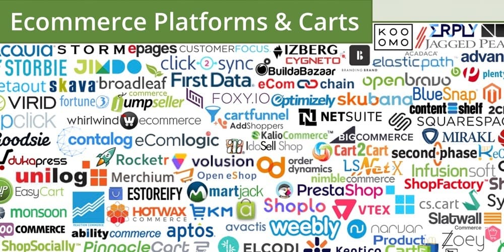 Technology logos for ecommerce platforms and shopping carts