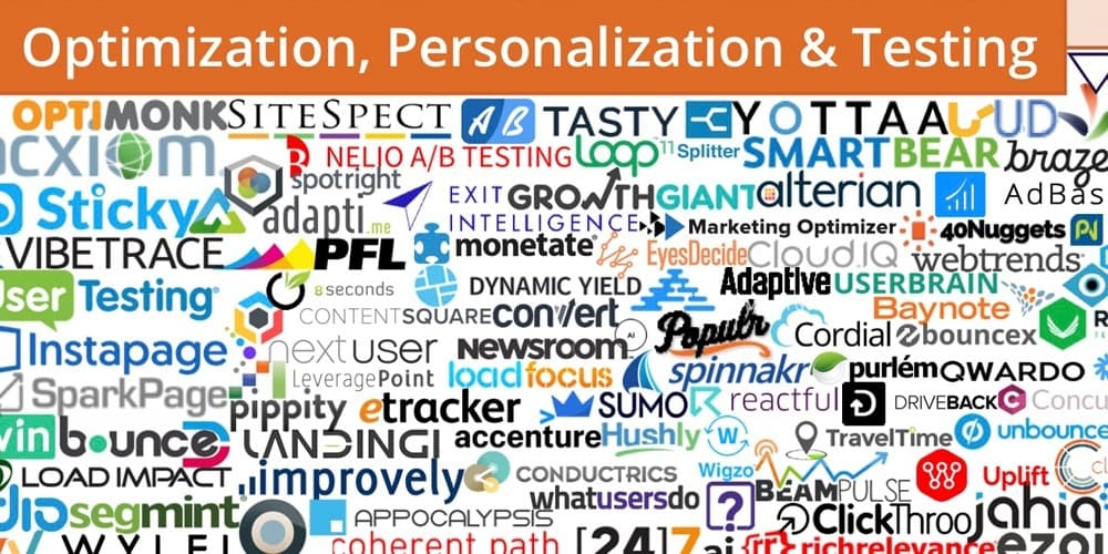 Technology logos for optimization, personalization, and A/B testing tools