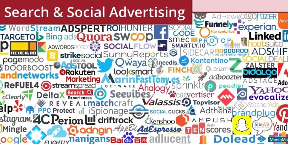 Technology logos for search and social advertising platforms