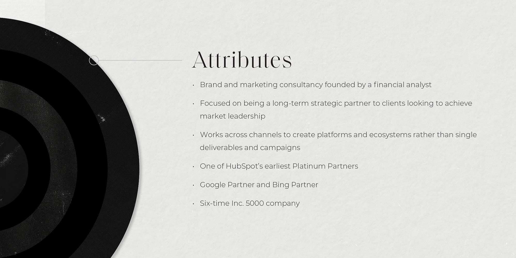 Brand attributes comparison diagram showing consultancy characteristics