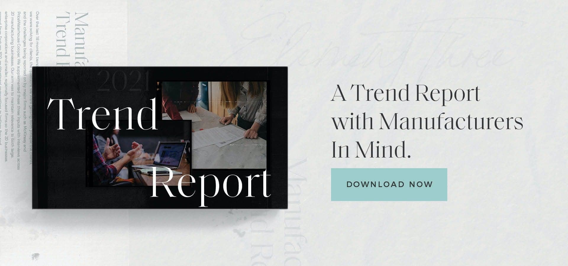 Manufacturing trend report cover and call to action for download