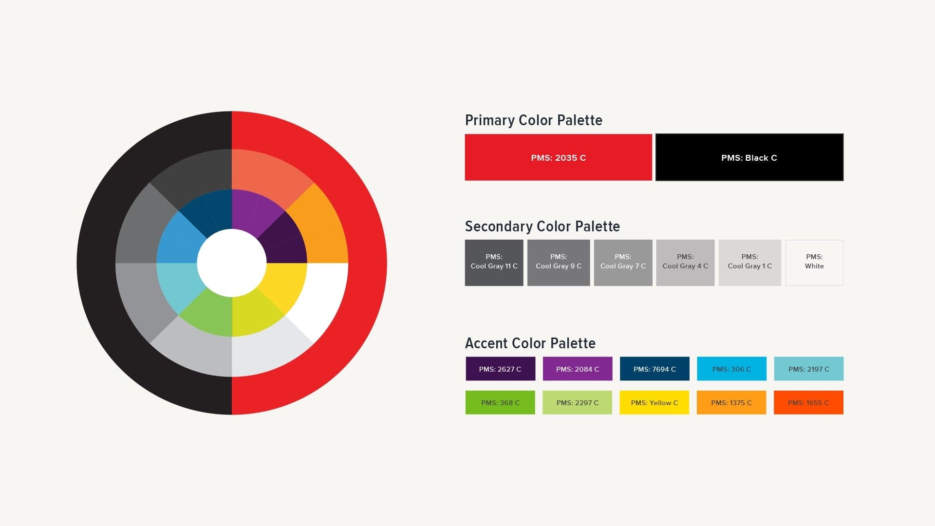 Brand guidelines document showing color palette and design standards