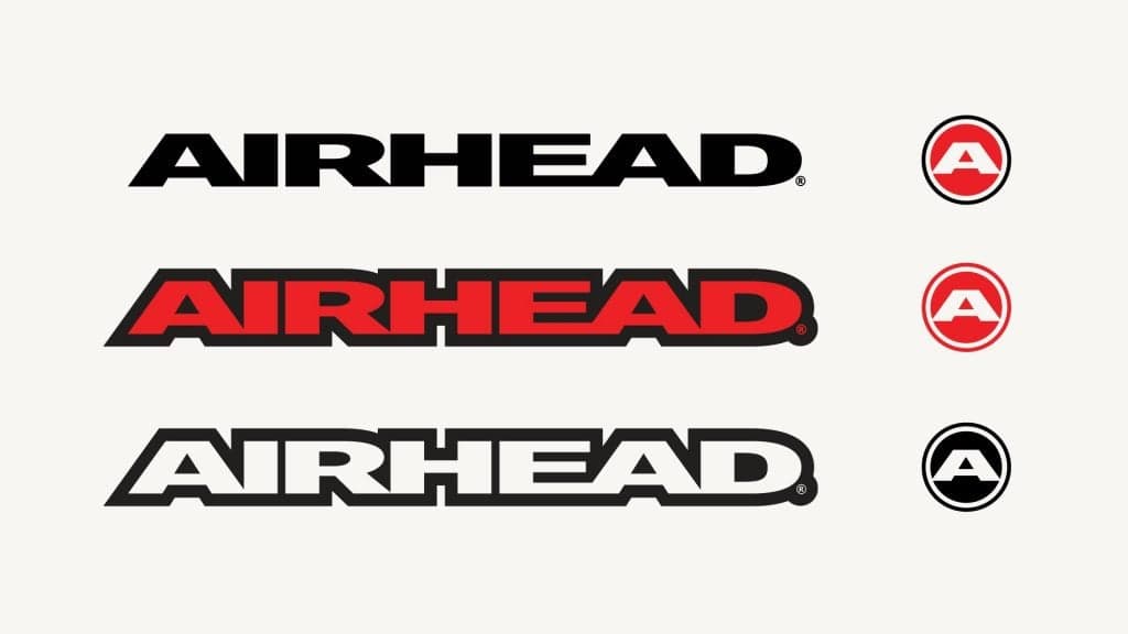 Airhead brand logo in three color variations with circle marks