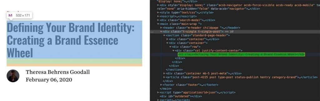 HTML H1 tag example website markup demonstration