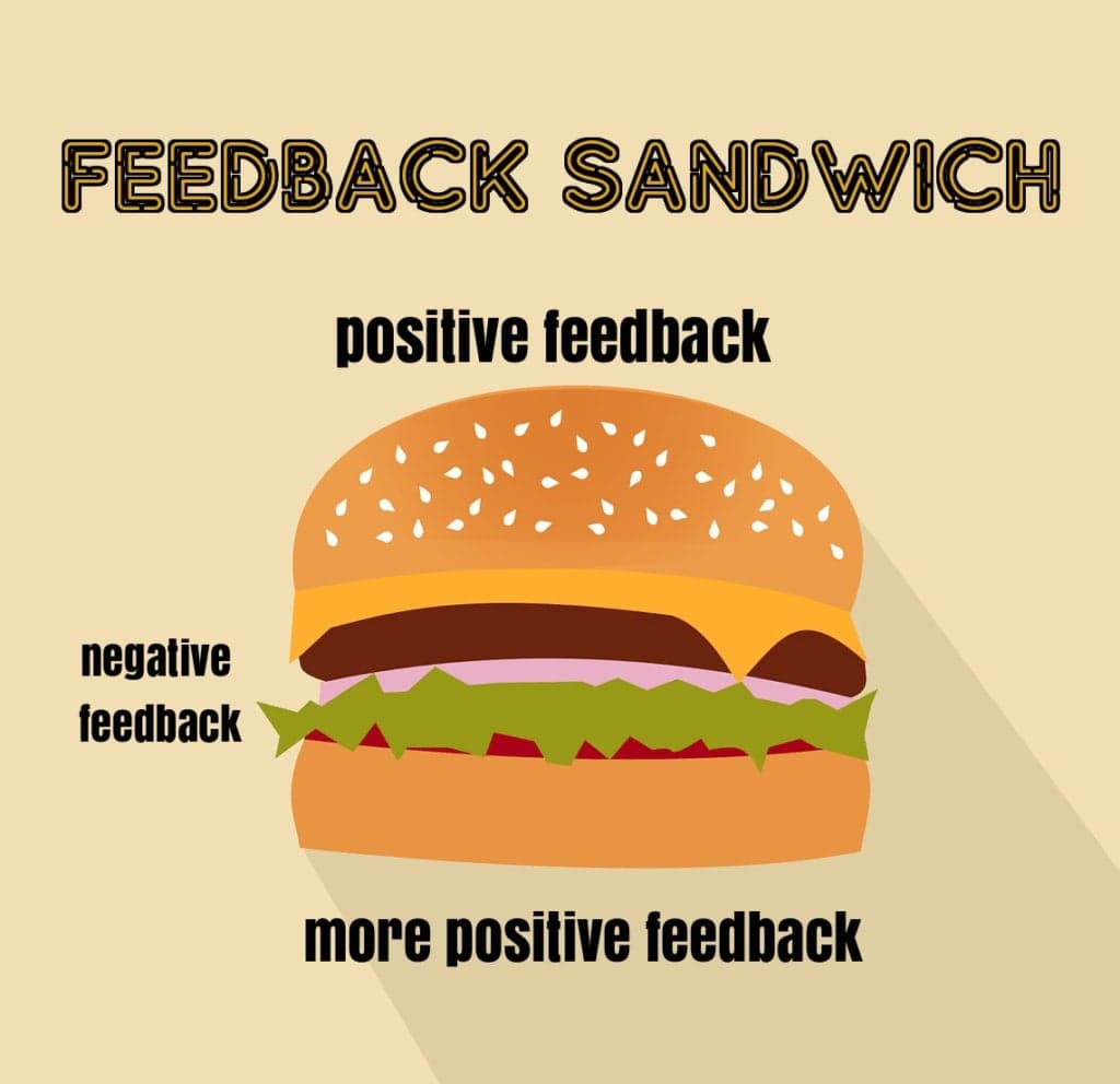 Feedback sandwich diagram illustrating positive and negative feedback structure
