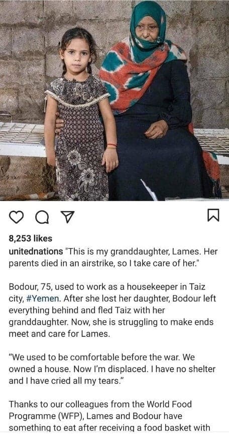 UNICEF Instagram post featuring woman holding handwritten question prompt