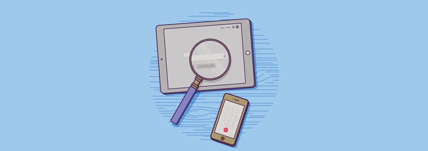 magnifying glass over iPad
