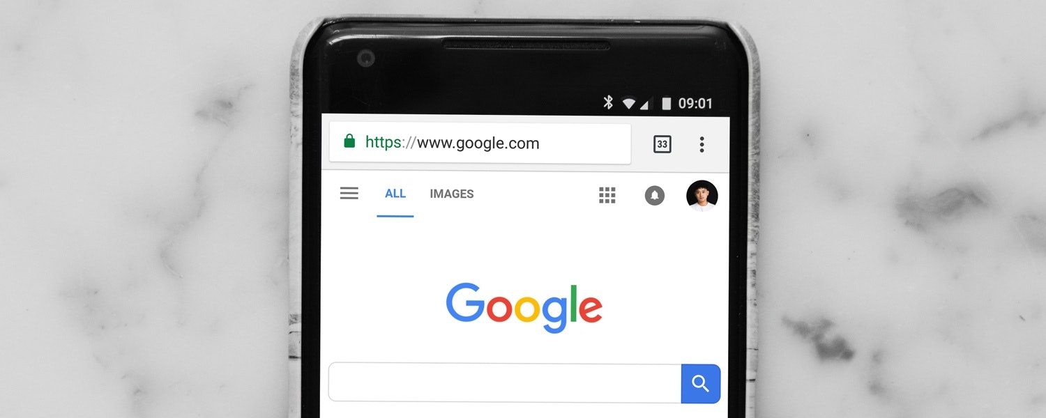 Google search bar being displayed on a smartphone