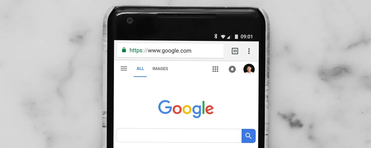 Google search bar being displayed on a smartphone