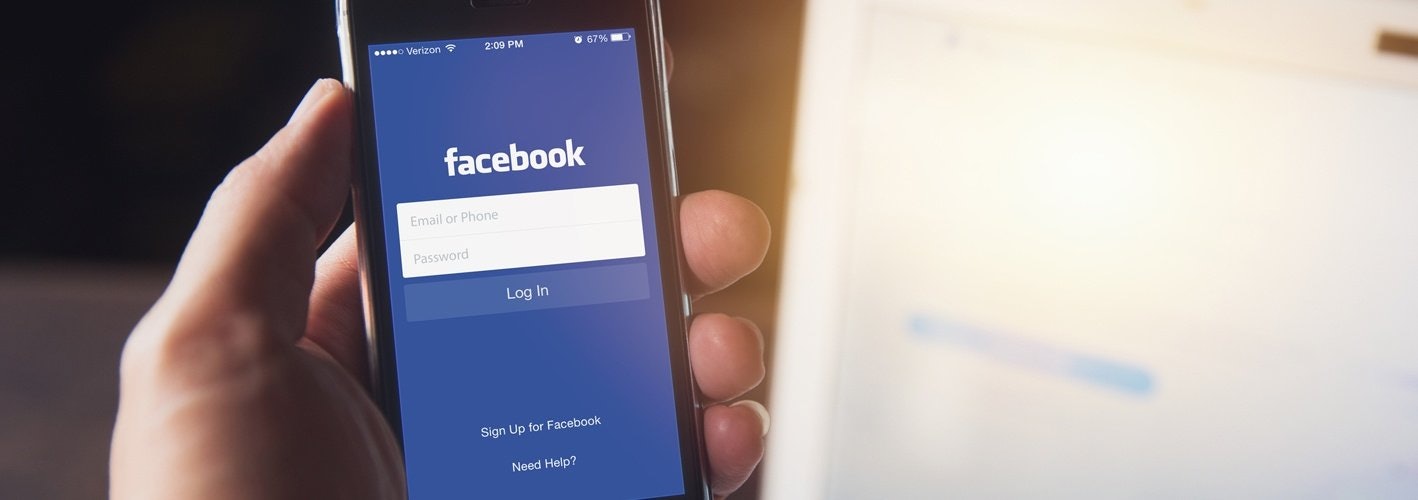 facebook login screen displayed on a smartphone