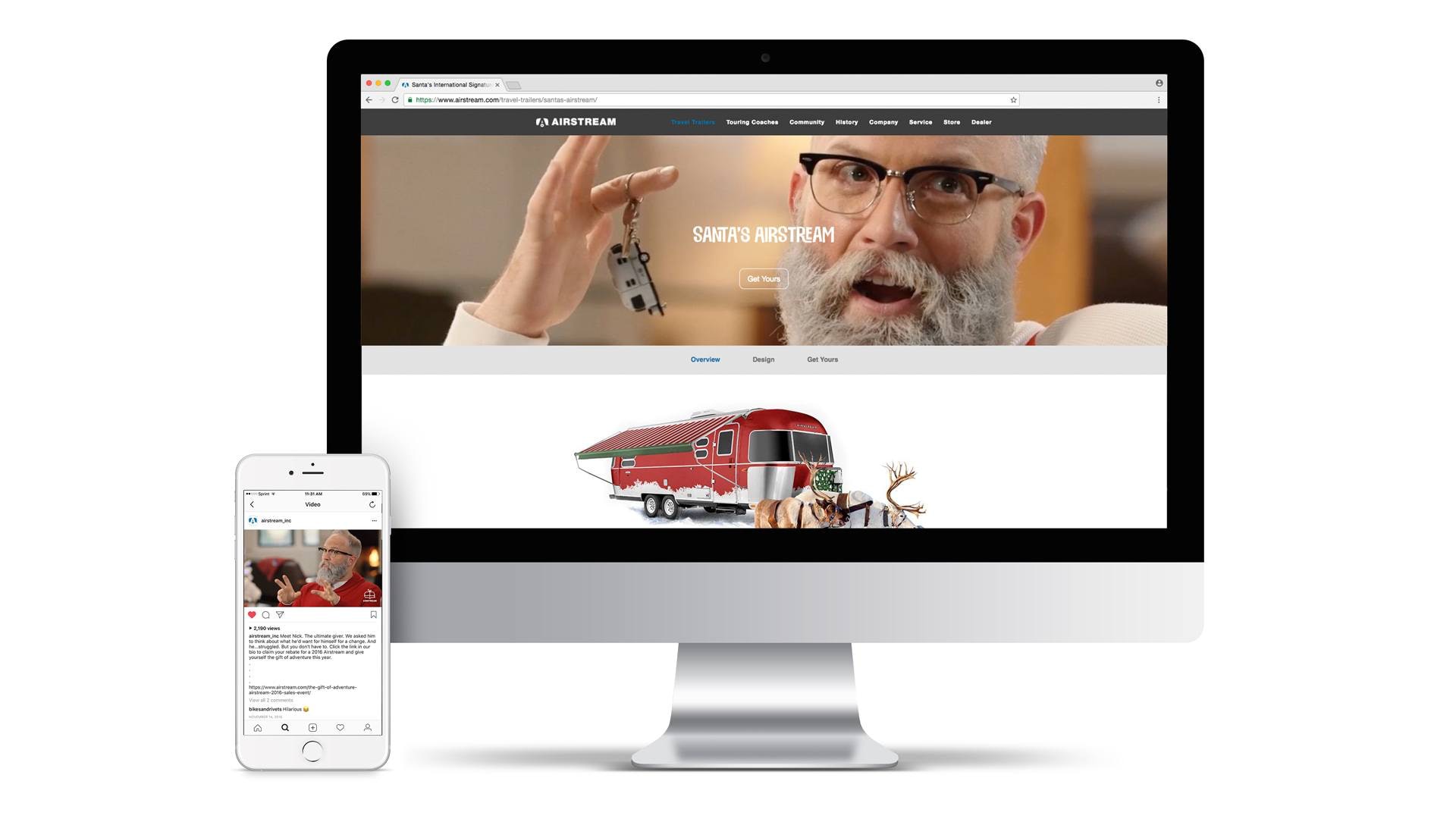 desktop image of a digital marketing campaign featuring santa