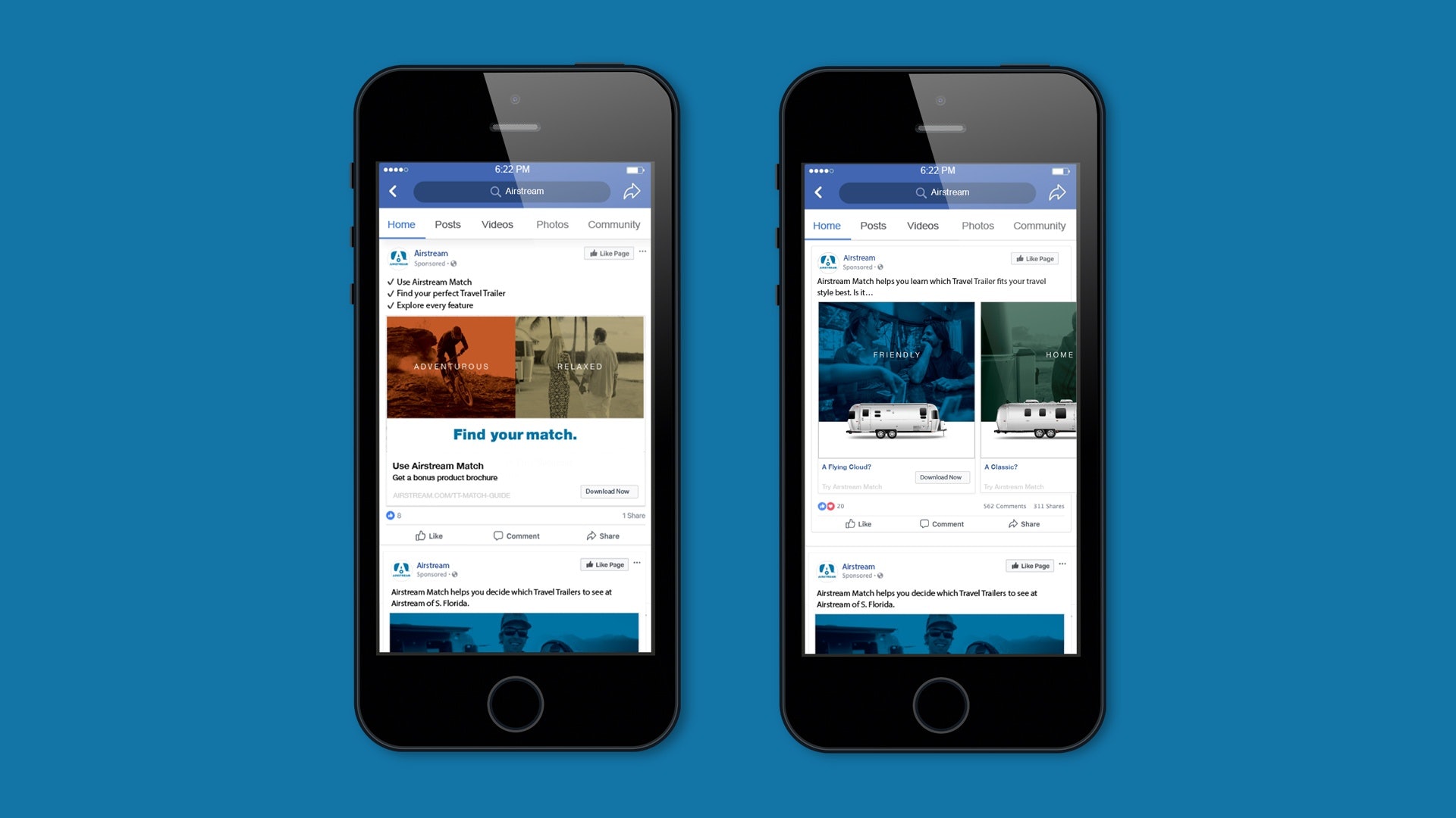 Two Airstream Facebook Ads on iPhones