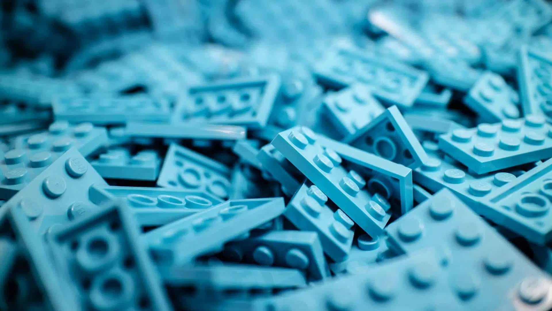 Close Up of Blue Lego Pieces