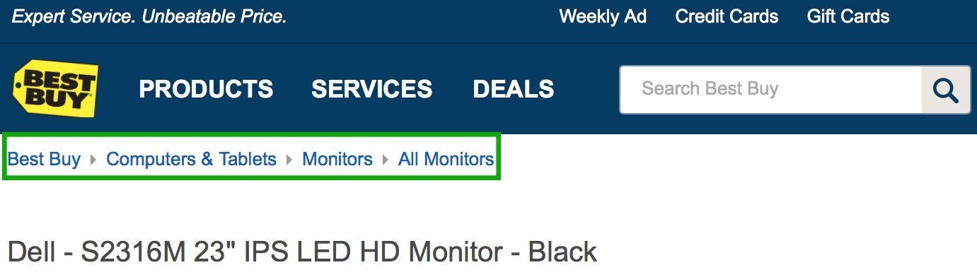best buy navigation breadcrumbs