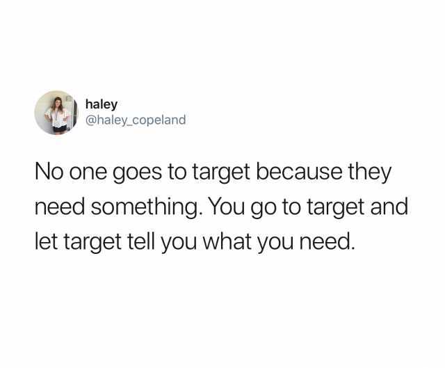haley copeland tweet about target being fun